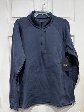 Mountain Hardwear Women's XL Glacial Trail Half Zip Blue Jacket NWT Grid Fleece